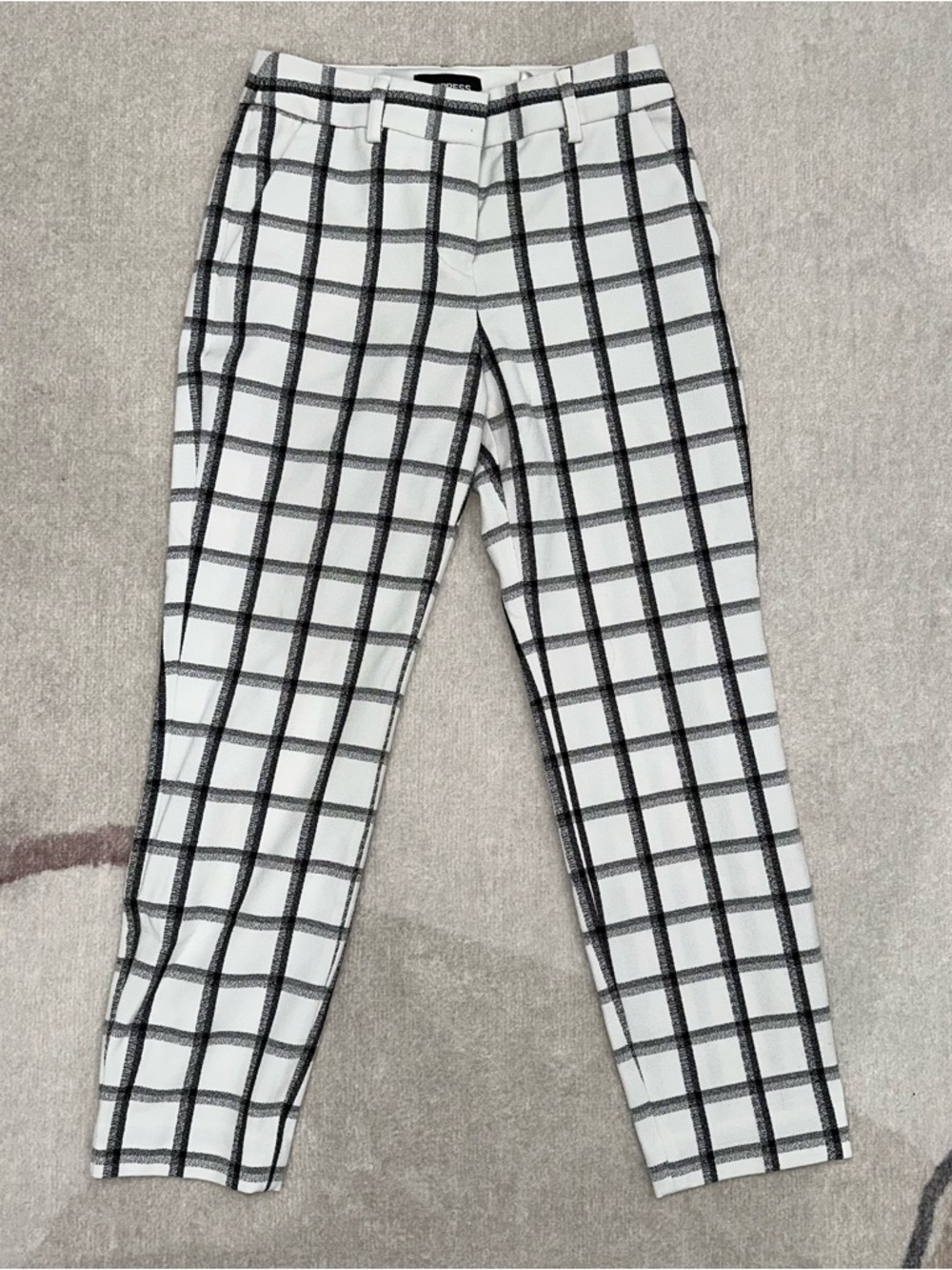 Express White & Black Windowpane Chinos